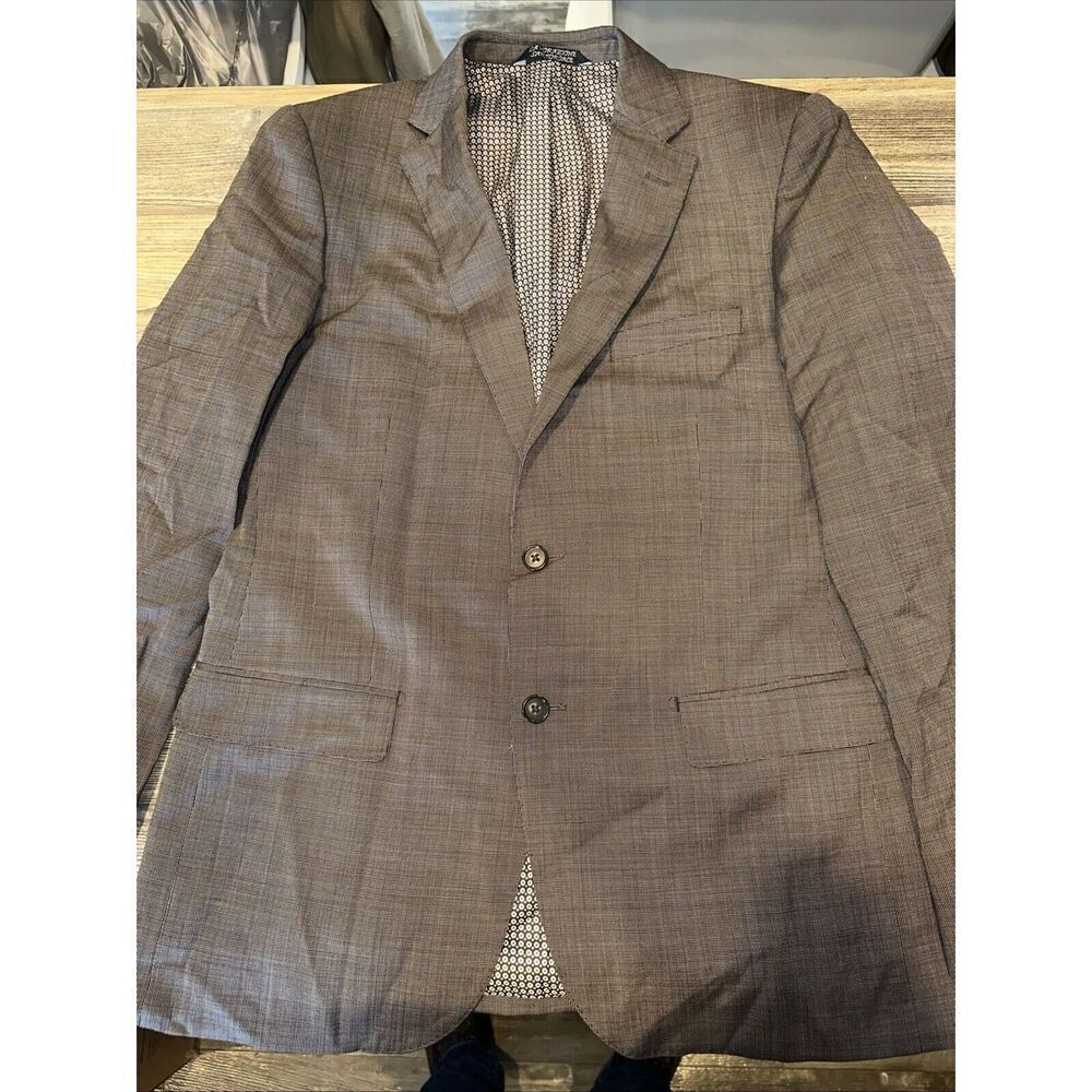 ZANETTI Men’s Gray Glen Plaid Wool Reg Fit Suit Sport Coat Blazer. Size 44R. T